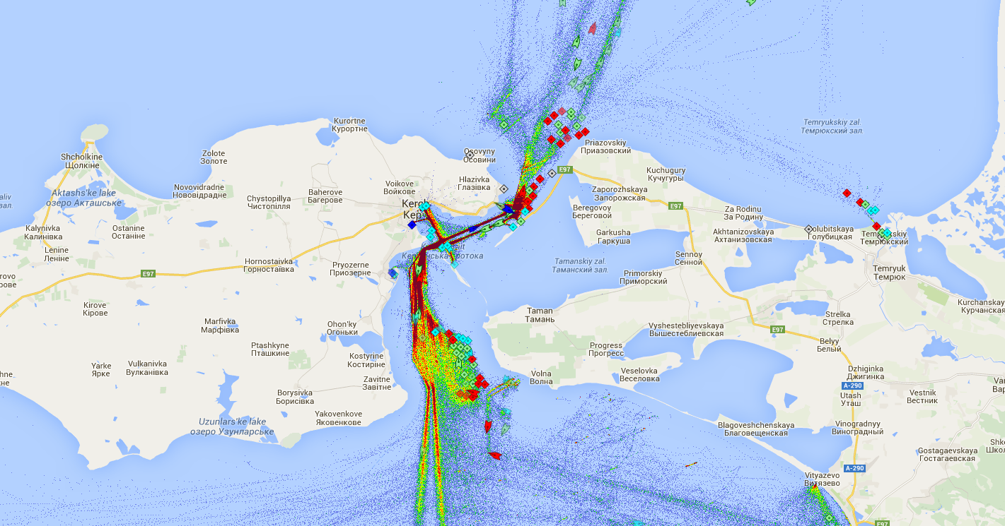 Live Marine Traffic, Density Map and Current Position of ships in KERCH STRAIT